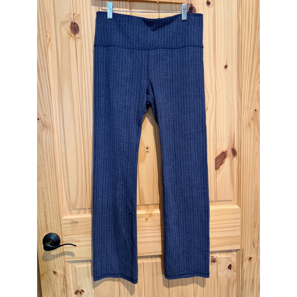 Athleta Elation Textured Straight Leg Pants Navy Blue Space Dye Yoga Large